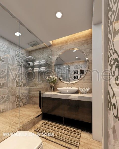 Thiết kế nội thất phòng tắm kính trong suốt chung cư Royal City